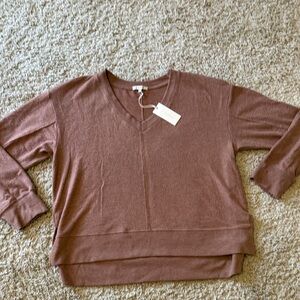 Soft V-Neck Women’s Top in Brown. Brand new size XL.